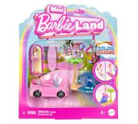 Barbie Mini BarbieLand - Veicolo per la Spiaggia, set con veicolo decappottabile, mini bambola Barbie e accessorio, effetto cambia colore, giocattolo per bambini, 4+ anni, JCR35