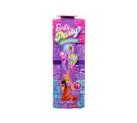 Barbie - party surprise make-up party vestito rosa, bambola con 10 accessori a sorpresa ed effetto cambia colore