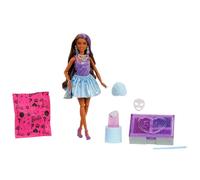 Barbie Party Surprise viola brillante, bambola serie Festa Glamour con 10 accessori a sorpresa ed effetto cambia colore inclusi, giocattolo per bambini, 3+ anni, JFY66