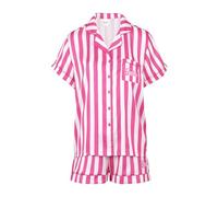 Barbie Pigiama da donna in raso rosa a righe pigiama da donna, prodotto ufficiale, Rosa e bianco., 20-22