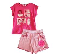 Barbie Pigiama Estivo per Bambine, Set 2 Pezzi, Maglietta con Stampa Scritte Gitter e Pantaloncini (IT, età, 4 Anni, Regular, Fucsia)