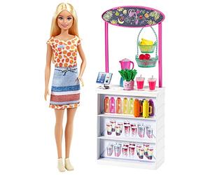 Barbie- Playset Chioschetto dei Frullati con Bambola Bionda, Bar e Tanti Accessori, Giocattolo per Bambini 3+Anni, GRN75