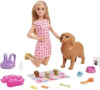 Barbie Doll and Newborn Pups Playset with Dog, 3 Puppies & Accessories, 3 to 7 Y