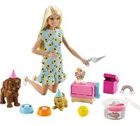 Barbie -Playset Festa con i Cuccioli, con Bambola, 2 Cuccioli, Pasta Modellabile