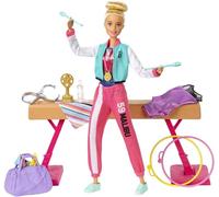 Barbie Playset Ginnasta Bambola Snodabile con Bilanciere e Accessori, Giocattolo per Bambini 3+ Anni, GJM72