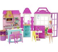 Barbie- Playset Il Ristorante Bambola con Cappello Chef e Grembiule e Oltre 30 Accessori da Cucina, Giocattolo per Bambini 3+Anni, HBB91
