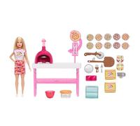 Barbie Pizza Shop Playset con Bambola Bionda e 25 accessori, tra cui impasto, ingredienti per la pizza e altro ancora, JMK21