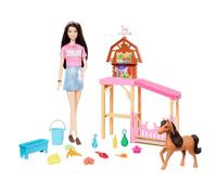 Barbie - Playset Stalla, set con bambola alla moda, piccolo pony e 10 accessori inclusi, ispirato alla serie Netflix I misteri di Barbie - Alla ricerca del cavallo scomparso, 3+ anni, HXJ40
