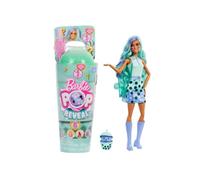 Barbie - pop reveal serie bubble tea, bambola alla moda green tea profumata con cucciolo e 8 accessori a sorpresa con effetto cambia colore