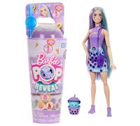 Barbie - Pop Reveal Serie Bubble Tea, bambola alla moda Taro Milk profumata con cucciolo e 8 accessori a sorpresa con effetto cambia colore, giocattolo per bambini, 3+ anni, HTJ19