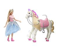 Barbie Princess Adventure con Barbie principessa e Cavallo dei Sogni, giocattolo interattivo con 3 canzoni, luci, suoni e movimenti realistici, regalo per bambine dai 3 ai 7 anni, GYK64