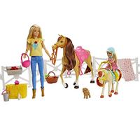 Barbie Ranch Chelsea, Playset Giocattolo con Due Bambole, Cavalli e Accessori, per Bambini 3 + Anni, FXH15, Imballaggio Standard