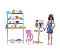 Barbie Relax and Create Atelier - Playset con Bambola e Plastilina per Vasi e Pittura - 25+ Accessori - Alta 29 cm - Regalo per Bambini 3-7 Anni