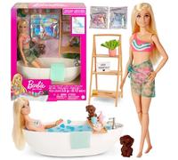 barbie relax - bagno con schiuma di confetti e vasca, bambola bionda e accessori
