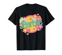 Barbie - Retro Logo Con Fiori Maglietta