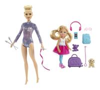 Barbie -Ginnasta, Bambola Bionda con Coloratissimo Body, 2 Bastoni e Nastro, Giocattolo per Bambini 3+ Anni, GTN65