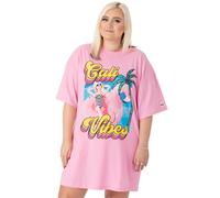 Barbie Rosa Cali Vibes Barbie Placement Print Abito a pieghe a maniche corte Don