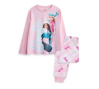 Barbie Rosa Front Print Top, Check Bottoms Pigiama a maniche lunghe a gamba lung