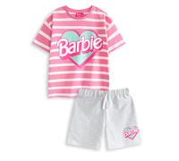 Barbie Set maglietta e pantaloncini a righe rosa per bambina | Maglietta grafica classica Top a maniche corte con elastico in vita | Abbigliamento per bambini con cartoni animati