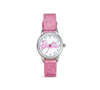 Barbie Script Logo BAW106 - Orologio con cinturino rosa glitterato, Rosa, moderno