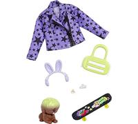 Barbie Set aggiuntivo per animali domestici e alla moda con 7 pezzi, incluso cucciolo per animali domestici, accessori per animali domestici e accessori per bambole alla moda, giocattolo per bambini