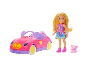 Barbie - Set Chelsea e Veicolo, playset con Bambola Chelsea bionda con Gonna e S