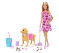 Barbie Set Cagnolina che cammina e fa i bisogni con bambola Malibu, cucciolo e accessori JJB46