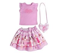 Barbie Set da 3 pezzi con canotta, gonna in raso e borsa a tracolla, per bambine e bambine (2T - 14-16), Rosa, 5