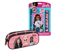 Barbie, set da 6 pezzi, personalizzabile con nome, set creativo per bambini e ragazze, per cancellare, temperino, righello, Barbie