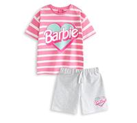 Barbie Set maglietta e pantaloncini a righe rosa per bambina | Maglietta grafica classica Top a maniche corte con elastico in vita | Abbigliamento per bambini con cartoni animati