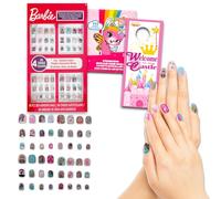 Barbie Set per nail art - Bundle con 48 unghie a pressione per forniture di compleanno, sacchetti regalo e altro ancora, più adesivi | Barbie Beauty Accessori per bambini