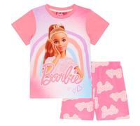 Barbie Set Pigiama Arcobaleno a Maniche Corte 3-12 Anni, rosa, 8-9 Years