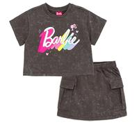Barbie - Set top e gonna in spugna francese per bambine (taglie da 2T a 14-16), Grigio - Antracite, 2 anni