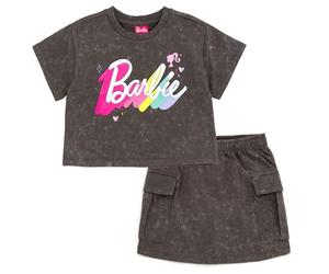 Barbie - Set top e gonna in spugna francese per bambine (taglie da 2T a 14-16), Grigio - Antracite, 2 anni