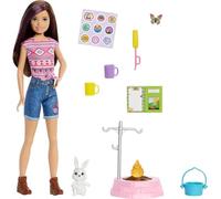 BARBIE SKIPPER Playset CAMPEGGIO CAMPING con Coniglietto e fuoco Mattel HDF77