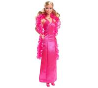 Barbie Signature 1977 Superstar Barbie Classic Doll Reproduction (Blonde) with Twisting Waist & Legs, Pink Dress & Boa, Gift for Collectors