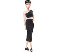 Barbie, Signature Bambola Looks con Capelli Corti e Castani, Snodata con Gonna Lunga Nera e Top, da Collezione, Giocattolo per Bambini 6+Anni, GXB29