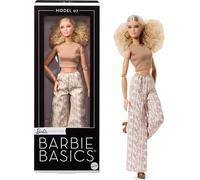 Barbie Signature - Barbie Basics Modello 07, bambola da collezione con capelli biondi e pantaloni con stampa bianca, vestibilità universale e corpo snodato, idea regalo Festa della Mamma, JJX26
