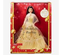 Barbie Signature - Barbie Magia delle Feste 2023, bambola da collezione con capelli lisci neri e abito dorato, confezione da esporre, regalo per le feste, giocattolo per bambini, 6+ anni, HJX07