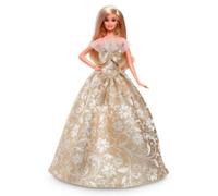 Barbie signature - barbie magia delle feste 2025, bambola da collezione con capelli biondi e abito argento e oro