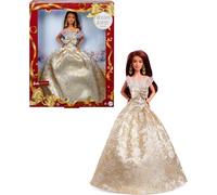 Barbie Signature Magia delle Feste 2025, bambola da collezione con capelli castani e abito argento e oro, confezione da esporre, regalo per le feste, giocattolo per bambini, 6+ anni, JBJ02