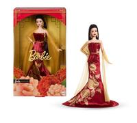 Barbie Signature - Capodanno Lunare 2026, bambola da collezione per le festività, abito rosso con stampa floreale di peonie dorate, confezione speciale e piedistallo incluso, 6+ anni, JJX83