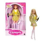 Barbie Signature - Clueless Cher, bambola da collezione 30° Anniversario, in abito a quadri giallo, zaino, telefono cellulare e foglio rosa inclusi, giocattolo per bambini, 6+ anni, JBJ34