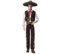 Barbie Signature Día De Muertos 2025, bambola Ken collezionabile con camicia color crema, smanicato e pantaloni neri, sombrero e decorazione calavera sul viso, JBJ06