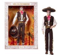 Barbie Signature Día De Muertos 2025, bambola Ken collezionabile con camicia color crema, smanicato e pantaloni neri, sombrero e decorazione calavera sul viso, JBJ06