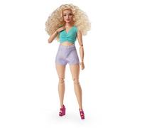 Barbie - Signature Looks, Bambola snodata con capelli ricci biondi, silhouette curvy e abito con intaglio in vita, look alla moda esclusivo da collezione, giocattolo per bambini, 6+ anni, HJW83