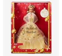 Barbie Signature Magia delle Feste 2023, Bambola da Collezione con Capelli Castano Chiaro e Abito Dorato, Confezione da esporre, Regalo per Le Feste, Giocattolo per Bambini, 6+ Anni, HJX06