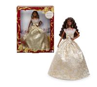 Barbie Signature Magia delle Feste 2025, bambola da collezione con capelli neri e abito argento e oro, confezione da esporre, regalo per le feste, giocattolo per bambini, 6+ anni, JBJ01