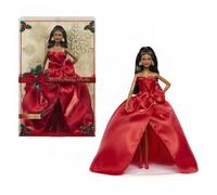 Barbie Signature Magia delle Feste 2026 | con capelli neri e abito rosso decorato da fiocco, bambola da collezione in confezione da esposizione e piedistallo, JJX71