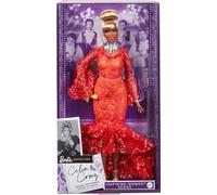 Barbie Signature - Serie Inspiring Women Celia Cruz La Regina della Salsa, bambola da collezione con abito in pizzo rosso, acconciatura glamour e gioielli, giocattolo per bambini, 6+ anni, HJX31